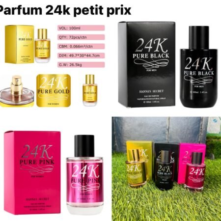 Parfum Hanna's Secret 24K Pure Gold, Black & Pink, Eau de Parfum 100ml pour Homme et Femme, Fragrance Longue Durée, Vaporisateur Naturel, Élégance et Fraîcheur