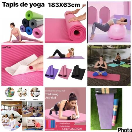 Tapis de Yoga et Fitness Épais 183x63cm, Antidérapant et Confortable pour Pilates, Gymnastique, Méditation, Entraînement à Domicile ou en Salle, Matelas de Sol Portable et Résistant