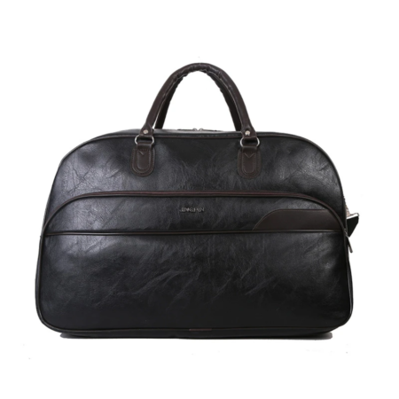 Sac de Voyage Élégant en Cuir PU Noir, Grande Capacité pour Week-end et Sport, Bagage à Main Spacieux et Durable avec Poignées Renforcées, Sac Fourre-tout de Nuit pour Homme et Femme