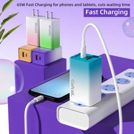Chargeur Rapide GaN Multi-Ports 30W et 65W, Adaptateur Secteur Universel pour Téléphones, Tablettes et Ordinateurs Portables, Recharge Ultra-Rapide et Efficace, Compatible USB-C PD et QC