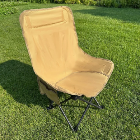 Chaise Pliante de Camping Ultra-Légère et Portable avec Appui-Tête, Siège Confortable pour Randonnée, Pêche, Pique-Nique et Activités Extérieures, Robuste et Facile à Transporter (Beige)