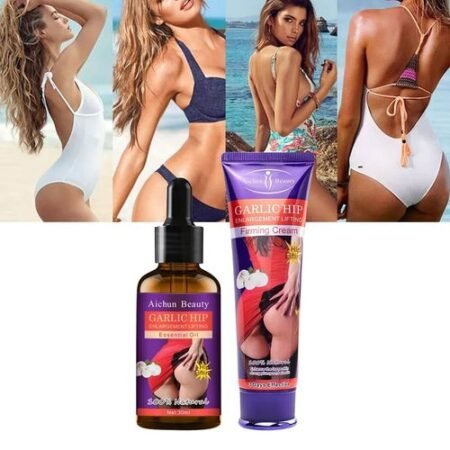 Kit Huile et Crème Aichun Beauty Garlic Hip, Soin Naturel pour Agrandissement et Raffermissement des Hanches et Fessiers, Lifting Efficace et Galbe Naturel en 30 Jours
