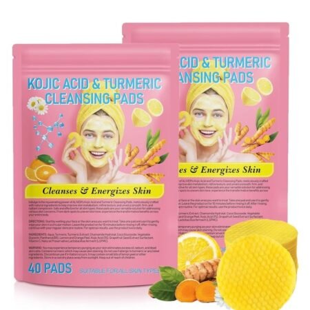 Disques Nettoyants Visage à l'Acide Kojique et Curcuma, Tampons Exfoliants Éclaircissants et Énergisants pour Peau Éclatante, Anti-Taches et Unification du Teint, 40 Pads Adaptés à Tous Types de Peau