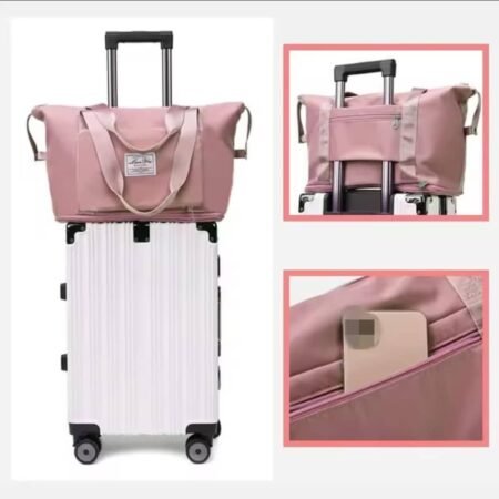 Sac de Voyage Pliable Grande Capacité, Fourre-tout Léger et Imperméable avec Fixation Valise, Idéal pour Week-end, Sport et Bagage d'Appoint, Multifonctionnel et Résistant