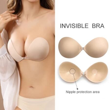 Soutien-Gorge Adhésif Invisible Push-Up Réutilisable en Silicone pour Dos Nu et Robes Sans Bretelles, Lingerie Autocollante Effet Galbant Discret et Confortable