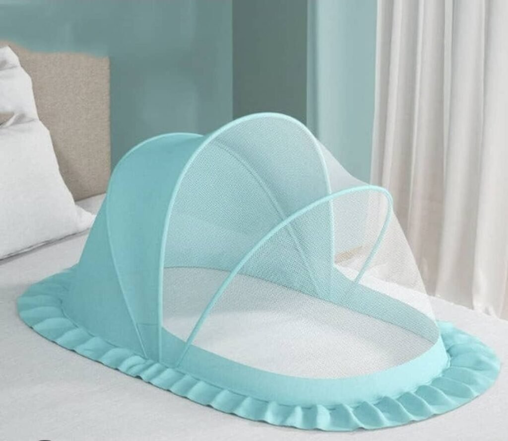 Moustiquaire Bébé Pliable Portable, Lit de Voyage Anti-Moustique et Anti-Insectes pour Nouveau-né, Berceau Couffin Respirant et Léger pour Sommeil Sécurisé (Bleu Ciel)