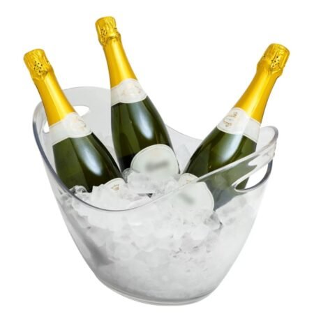 Seau à Glace Transparent Grande Capacité pour Champagne et Vin, Rafraîchisseur de Bouteilles Élégant en Acrylique avec Poignées, Bac à Glaçons Idéal pour Fêtes et Réceptions, Maintien au Frais Durable