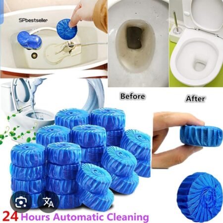 10 Pastille Nettoyante WC Automatique 24h, Bloc Désodorisant et Désinfectant pour Cuvette de Toilettes, Anti-Calcaire et Anti-Taches, Galet Rafraîchissant Bleu Longue Durée