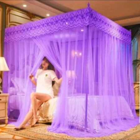 Moustiquaire Royale de Lit Carrée avec Dentelle, Voile Baldaquins Anti-Moustique pour Sommeil Paisible 3 place