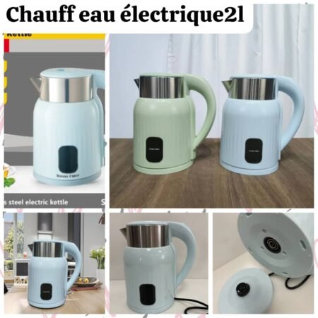 Bouilloire Électrique Sans Fil Suvers Crest 2L, Chauffe-Eau Rapide en Acier Inoxydable, Théière Moderne avec Arrêt Automatique pour Boissons Chaudes et Infusions