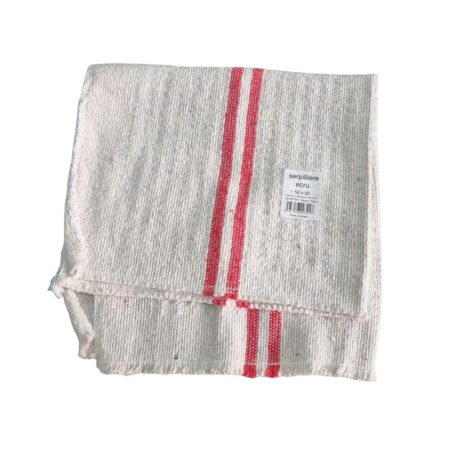 Lot de 6 Serpillères en Coton Écologique Ultra-Absorbante, Lavette de Sol Réutilisable pour Nettoyage Impeccable, Chiffon d'Entretien Ménager Écru à Bandes Rouges