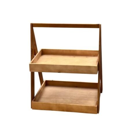 Étagère de Rangement en Bois Naturel à 2 Niveaux, Présentoir Polyvalent pour Organisation Maison et Bureau, Meuble d'Appoint Robuste et Esthétique
