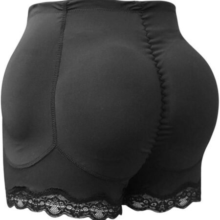 Culotte Rembourrée Push-Up Fessier Invisible, Shorty Gainant Rehausseur de Fesses pour une Silhouette Galbée et Naturelle, Confortable avec Dentelle (Noir)