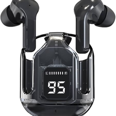 Écouteurs Sans Fil Bluetooth 5.3 Stéréo Hi-Fi, Oreillettes TWS Intra-Auriculaires avec Réduction de Bruit, Boîtier de Charge Numérique LED, Casque Audio Sport Étanche pour iPhone/Android (Noir)