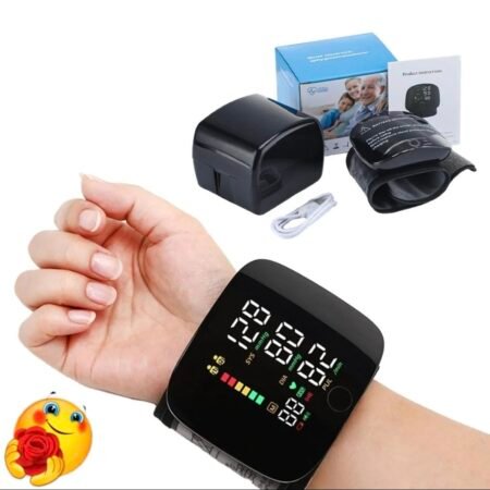 Tensiomètre de Poignet Électronique Numérique, Moniteur de Pression Sanguine Portable et Automatique pour un Suivi Cardiaque Précis à Domicile, Sphygmomanomètre Facile à Utiliser avec Grand Écran LCD