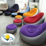 Pouffe Canape Gonflable avec Repose pieds en PVC floque