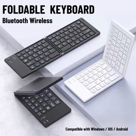 Clavier Bluetooth Pliable Ultra-Fin QWERTY, Clavier Portable Sans Fil Universel pour Smartphone, Tablette, PC, Compatible iOS/Android/Windows, Idéal Voyage et Productivité en Déplacement