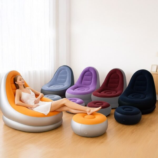 Single Portable Folding Air Cushion Recliner Modern Design Music Festival Inflatable Sofa for Camping and Beach Lazy Sofa Seat