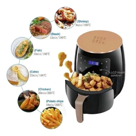 Friteuse à Air Chaud Silver Love 8L 2800W, Air Fryer Multifonction Sans Huile pour une Cuisson Saine et Rapide, Four Électrique Diététique à Écran Tactile LCD, Grande Capacité pour Frire, Rôtir, Griller et Cuire