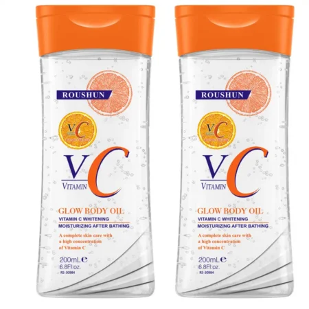 Huile Corporelle Roushun Vitamine C, Hydratante Post-Bain pour Peau Lumineuse et Unifiée, Soin Corporel Anti-Taches et Revitalisant 200ml