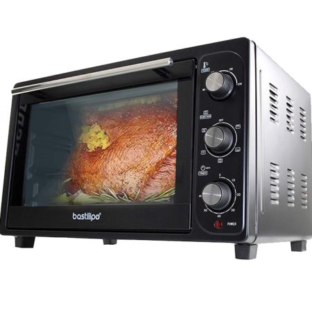 Four Électrique 45 Litres Multifonction pour Cuisson Rapide et Rôtisserie Parfaite, Mini-Four de Comptoir avec Thermostat et Minuterie Intégrés, Idéal pour Pâtisserie et Plats Familiaux