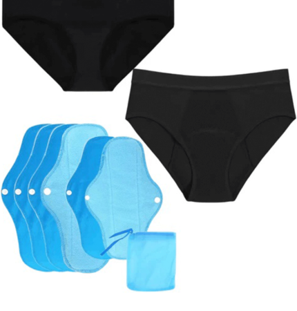 Lot de 6 lingette Menstruelles Absorbantes , Serviettes Hygiéniques Lavables Réutilisables Écologiques, Protection Anti-Fuites Confortable et Économique pour Flux Léger à Abondant, Sous-Vêtements de Règles en Coton avec Pochette de Rangement