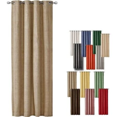 Rideau Occultant et Tamisant à Œillets en Tissu Texturé, Panneau Décoratif pour Fenêtre, Isolation Thermique et Protection Solaire, Facile à Installer, Disponible en Plusieurs Couleurs