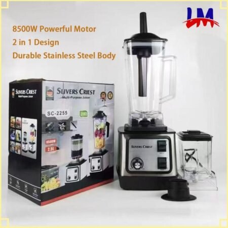 Slivers Criest SC-2255 Blender Mixeur Professionnel 8500W , Robot Culinaire Multifonction 2-en-1 en Acier Inoxydable, Hachoir Broyeur pour Jus Smoothies Épices, Grande Capacité 2.5L, Durable et Puissant