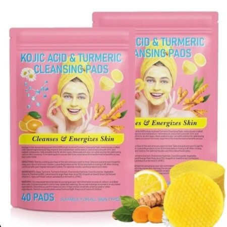 Lingettes Nettoyantes Visage Acide Kojique & Curcuma, Disques Exfoliants Éclaircissants Anti-Taches, Tampons Purifiants Énergisants pour Peau Lisse et Teint Unifié, 40 Pads Universels