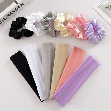 Set de Chouchous et Bandeaux Cheveux en Satin Doux, Accessoires Élastiques pour Coiffures Élégantes et Confortables, Anti-Casse, Multi-Couleurs, Lot de 12 Pièces