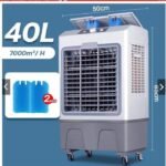 Rafraîchisseur d’Air Évaporatif Mobile 60L à Refroidissement Rapide pour Maison et Bureau Blanc/Gris