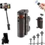 Mini Selfie Stick Trépied Bluetooth 5.2 Rotatif 360° pour Smartphones Universels Noir