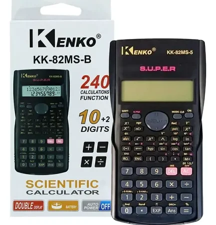 Calculatrice Scientifique Kenko KK-82MS-B 240 Fonctions, Double Affichage pour Étudiants et Professionnels Noir