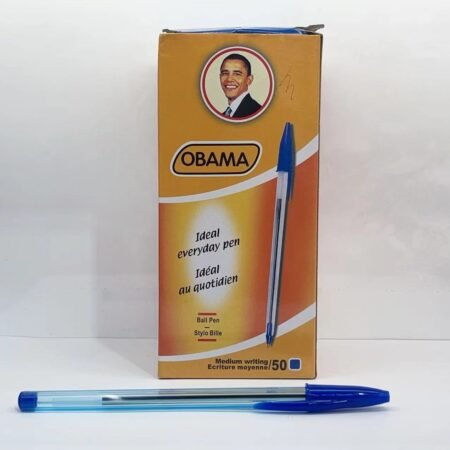 Paquet de 50 Stylos Bille OBAMA Bleu Écriture Moyenne pour Bureau et École