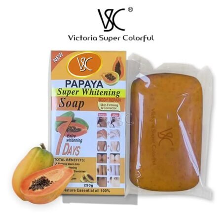 Savon Éclaircissant Corps Papaye Victoria Super Colorful, Réparateur Peau Fermeté & Correcteur en 7 Jours 250g