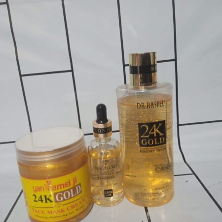 Kit Soin Visage 24K Gold Complet : Masque Crème, Sérum et Tonique Anti-Âge Hydratant pour Peau Éclatante