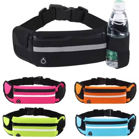 Sac Banane Sport Étanche avec Porte-Bouteille, Ceinture de Course Réfléchissante Ajustable pour Hommes et Femmes