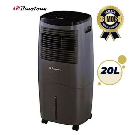 Rafraîchisseur d'Air Évaporatif Binatone 20L Mobile, Humidificateur et Ventilateur Silencieux Gris Foncé