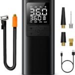 Compresseur d’Air Portable Électrique Numérique Sans Fil pour Pneus Voiture Moto Vélo et Ballons Noir
