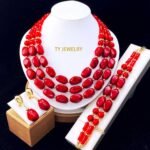 Parure de Bijoux Femme Élégante Double Rang Perles Carrées et Rondes Crème avec Accents Dorés – Modèle 18