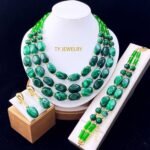 Parure de Bijoux Femme Élégante Double Rang Perles Carrées et Rondes Crème avec Accents Dorés – Modèle 28