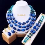 Parure de Bijoux Femme Élégante Double Rang Perles Carrées et Rondes Crème avec Accents Dorés – Modèle 29