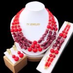 Parure de Bijoux Femme Élégante Double Rang Perles Carrées et Rondes Crème avec Accents Dorés – Modèle 21