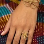 Ensemble Bracelet et Bague Doré Ajustable, Style Moderne et Chic – Modèle 3