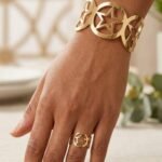 Ensemble Bracelet et Bague Doré Ajustable, Style Moderne et Chic – Modèle 4