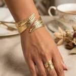 Ensemble Bracelet et Bague Doré Ajustable, Style Moderne et Chic – Modèle 15