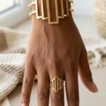 Ensemble Bracelet et Bague Doré Ajustable, Style Moderne et Chic – Modèle 11